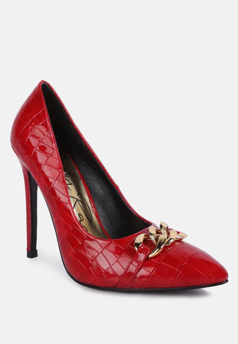 Fanfare Croc Stiletto Pump Heels By Ruw