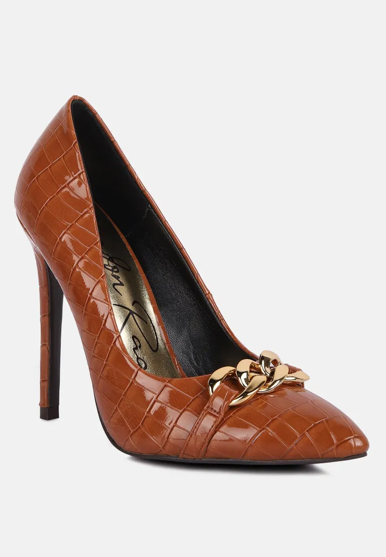 Fanfare Croc Stiletto Pump Heels By Ruw