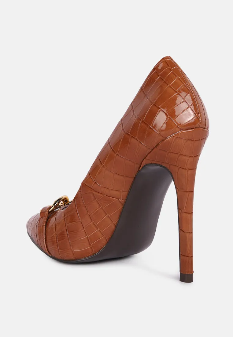 Fanfare Croc Stiletto Pump Heels By Ruw