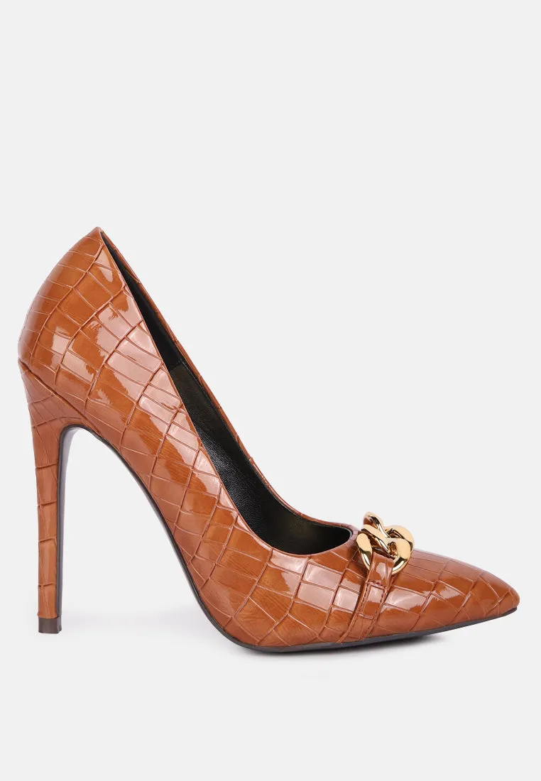 Fanfare Croc Stiletto Pump Heels By Ruw