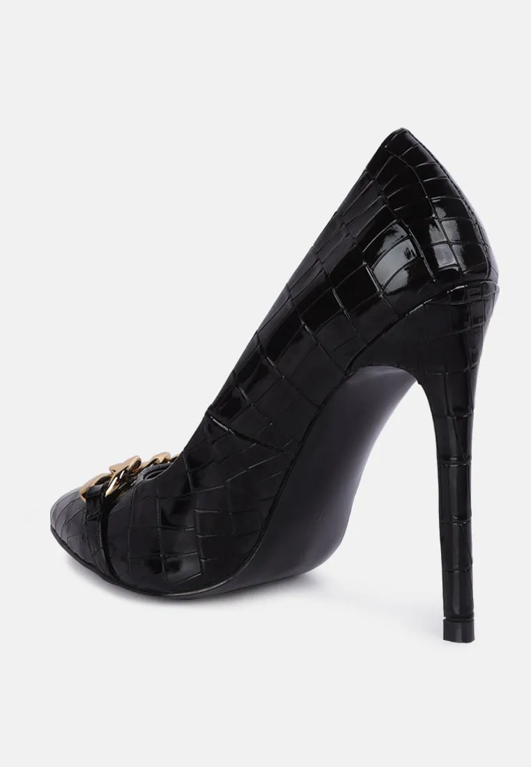 Fanfare Croc Stiletto Pump Heels By Ruw