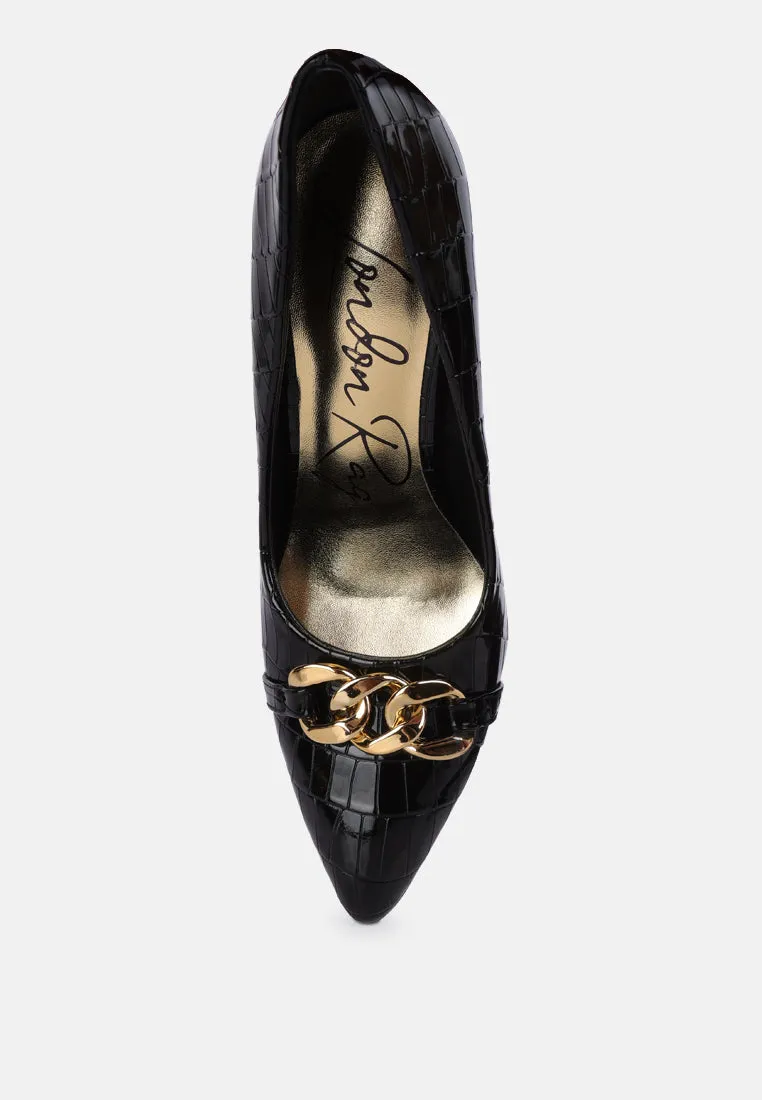 Fanfare Croc Stiletto Pump Heels By Ruw