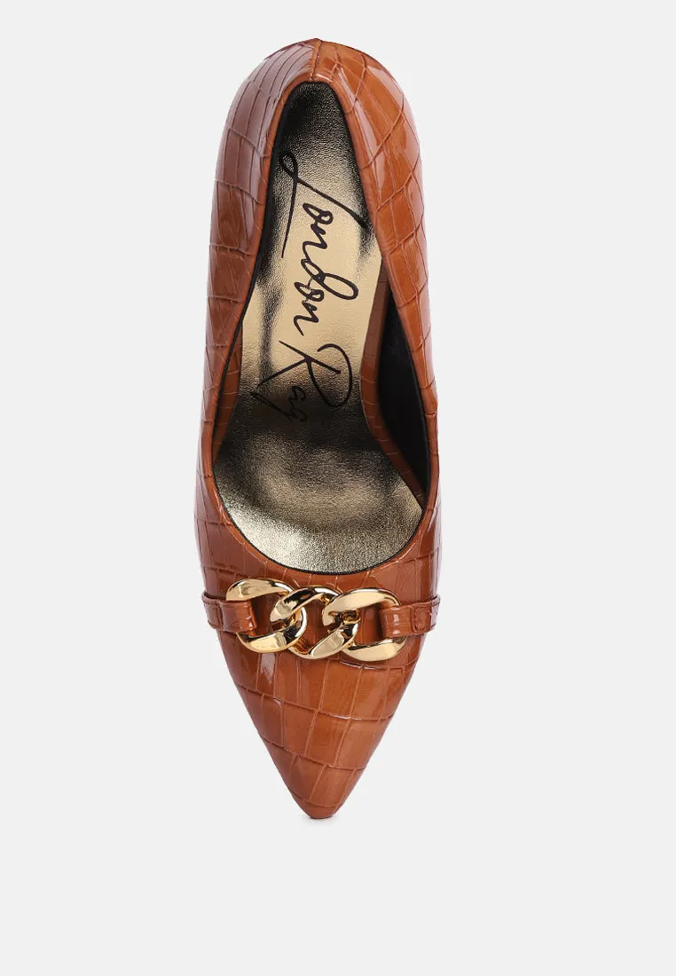 Fanfare Croc Stiletto Pump Heels By Ruw