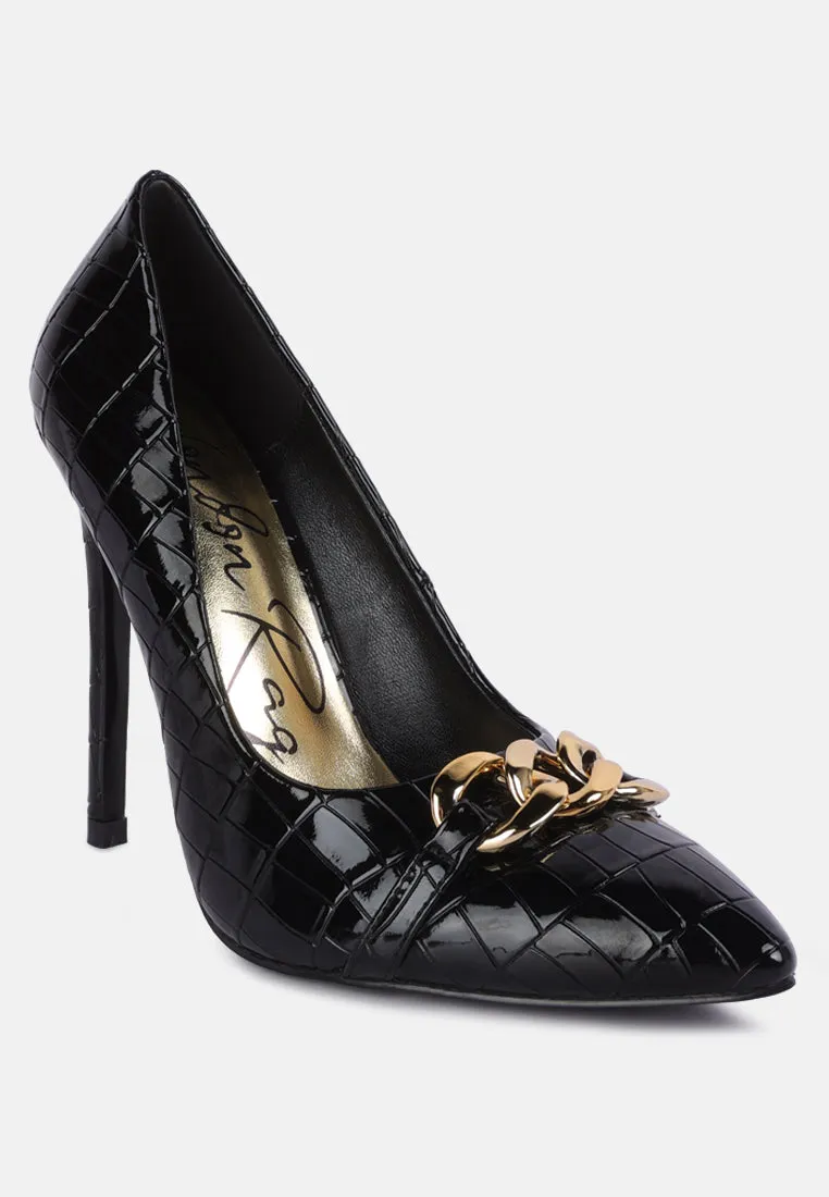 Fanfare Croc Stiletto Pump Heels By Ruw