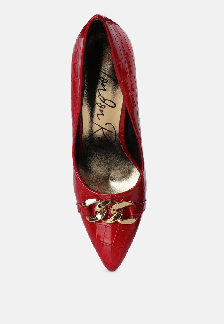 Fanfare Croc Stiletto Pump Heels By Ruw