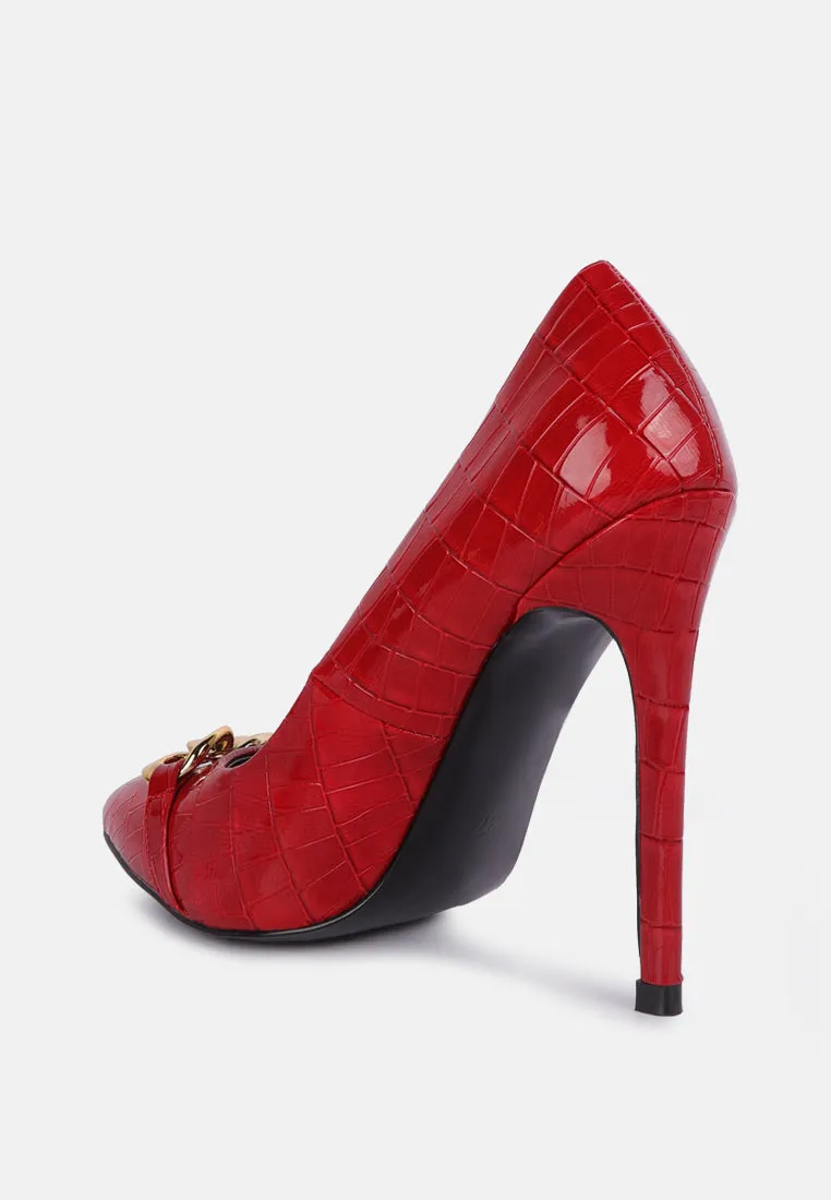 Fanfare Croc Stiletto Pump Heels By Ruw