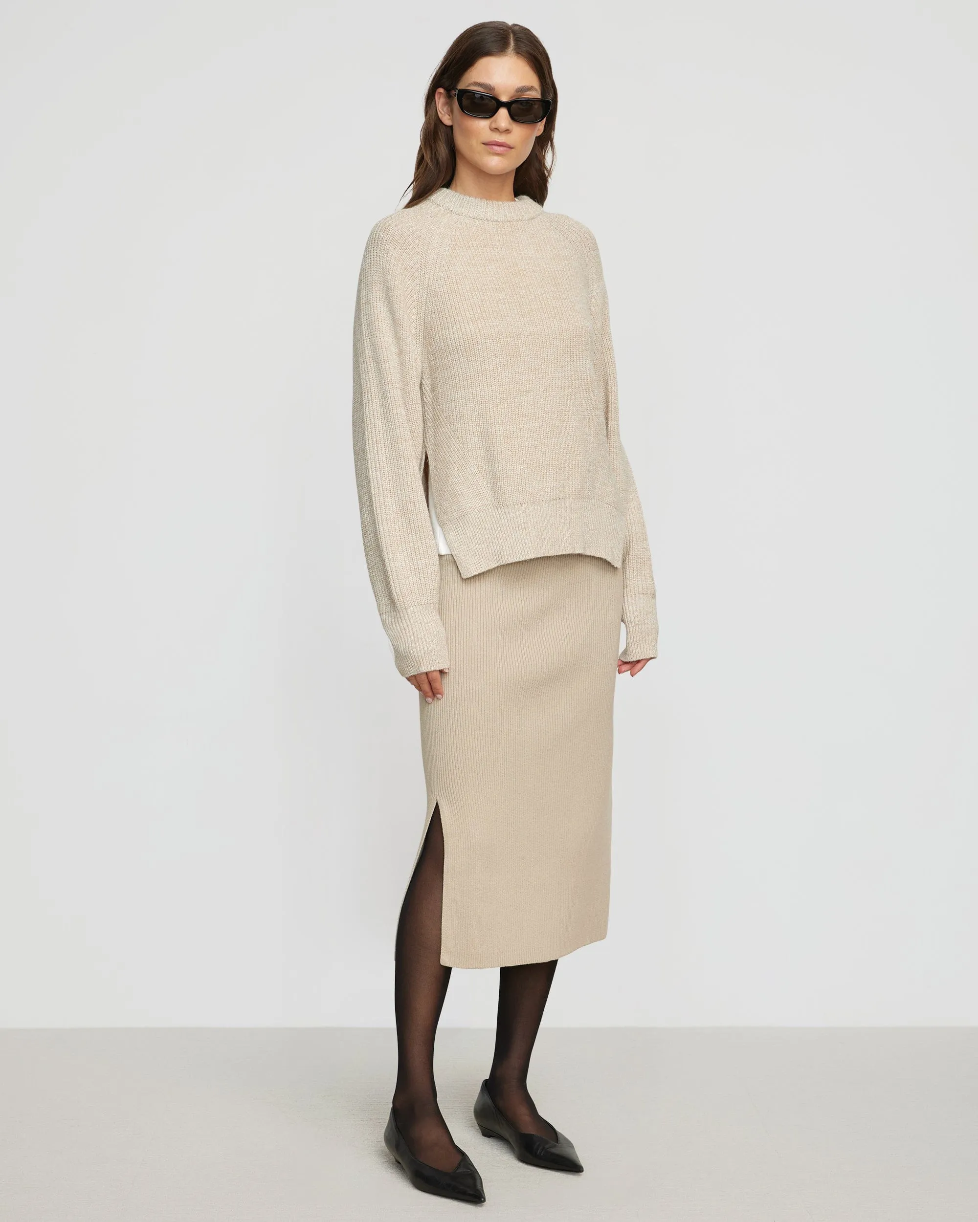 Faustine Cotton Ribbed Skirt