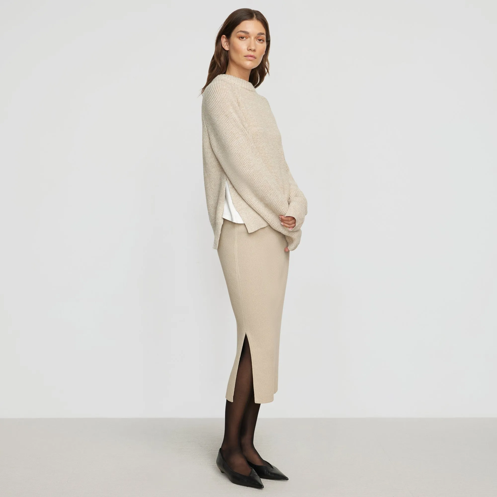 Faustine Cotton Ribbed Skirt