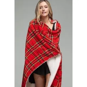 Festive Plaid Sherpa Blanket