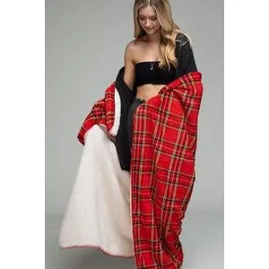 Festive Plaid Sherpa Blanket