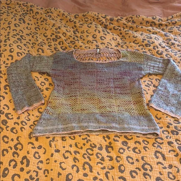 Free people morning bell crochet mohair sweater size S