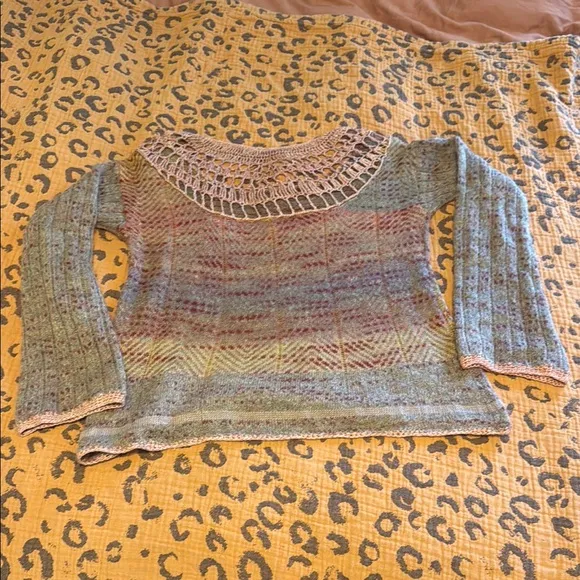 Free people morning bell crochet mohair sweater size S