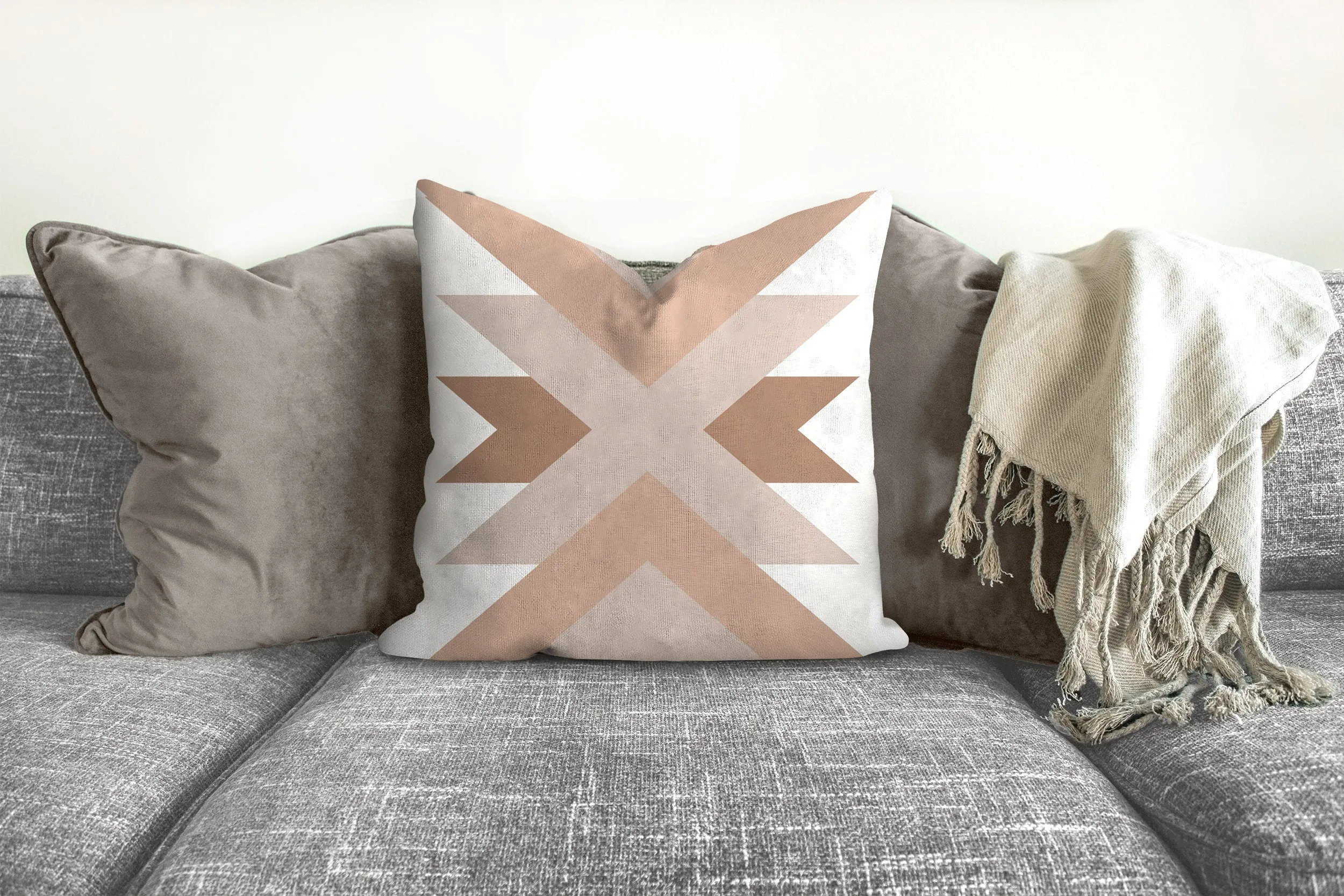Geometric pillow, mid century inspired, bohemian, nude, retro style, Interior decor, home decor, pillow cover and insert, home accent pillow