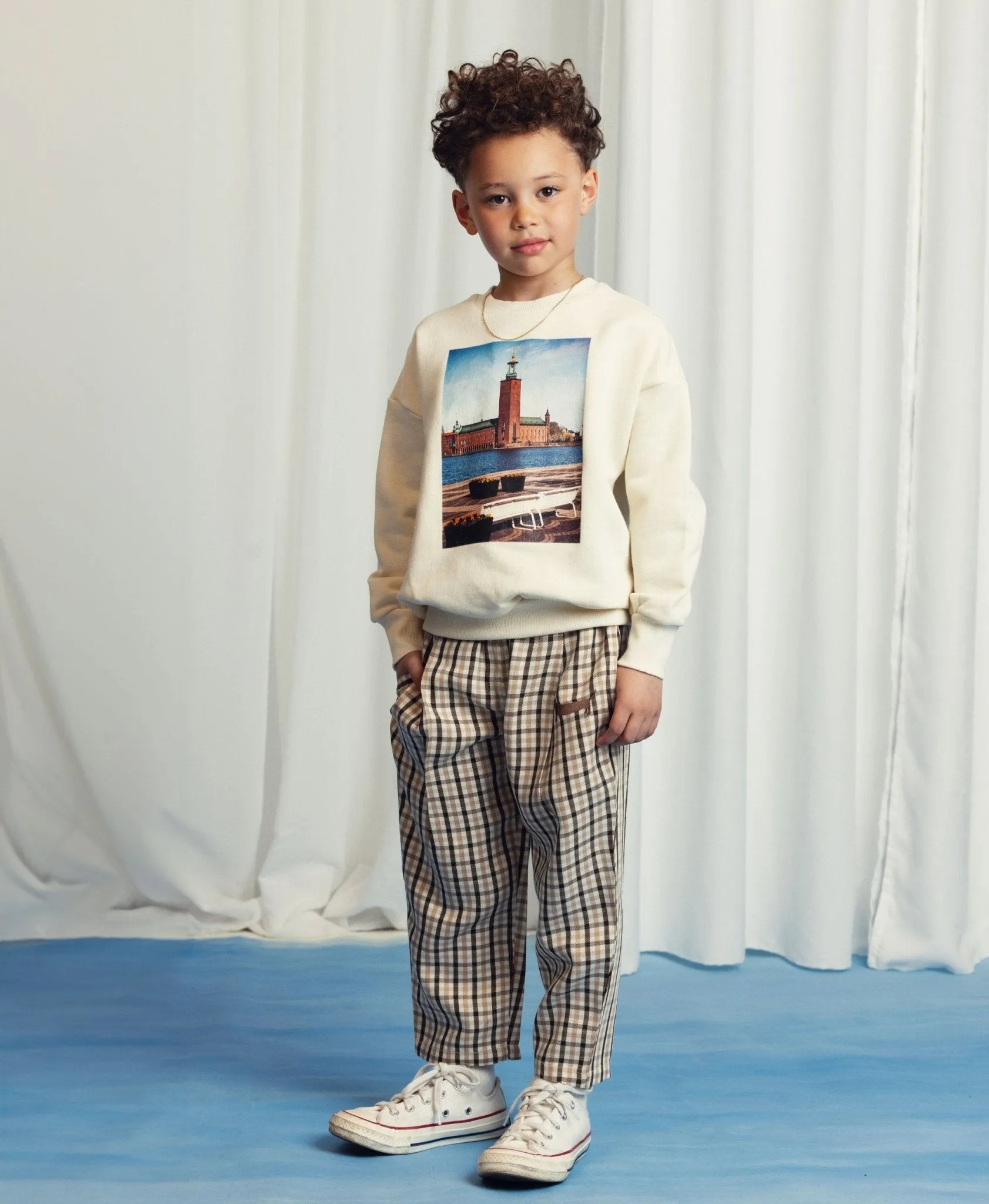 Gingham Woven Trousers by Mini Rodini
