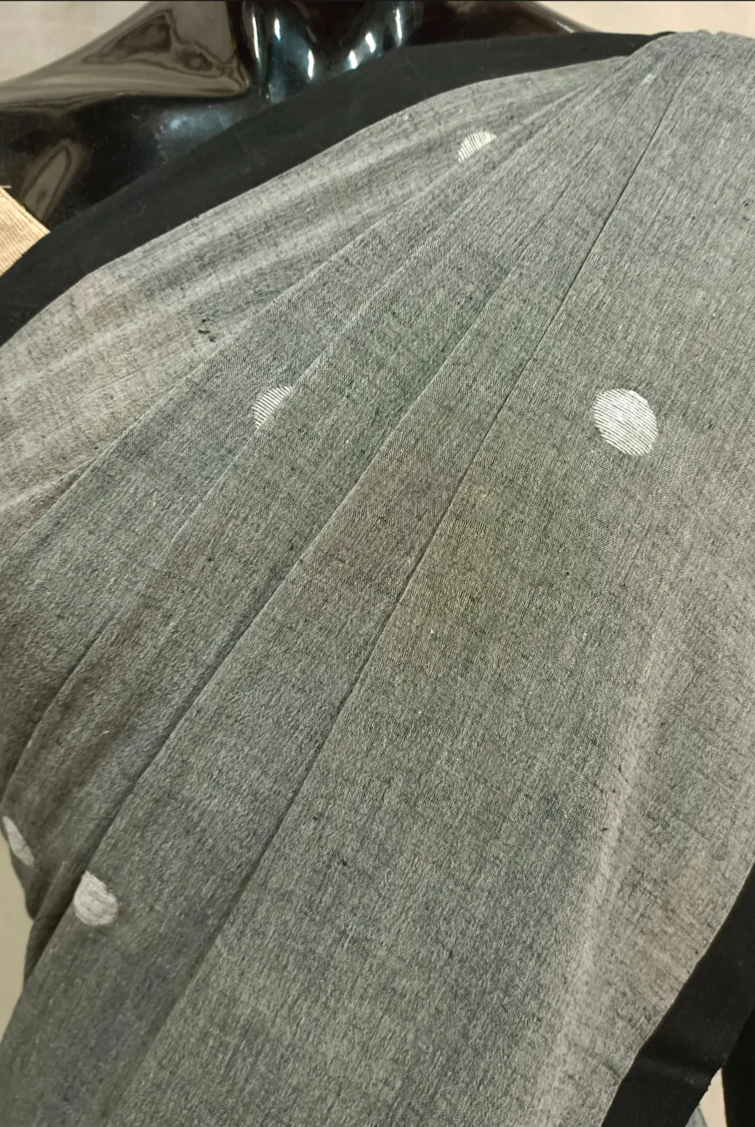 Grey Handloom Cotton, Handwoven Jamdani Saree