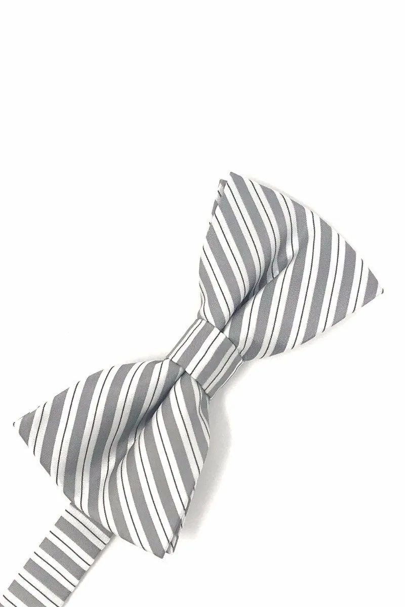 Grey Newton Stripe Kids Bow Tie