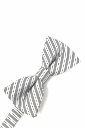 Grey Newton Stripe Kids Bow Tie