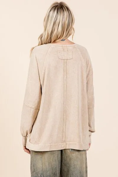 Hazel Blues® |  Mittoshop Mineral Wash Raglan Long Sleeve Oversized Top