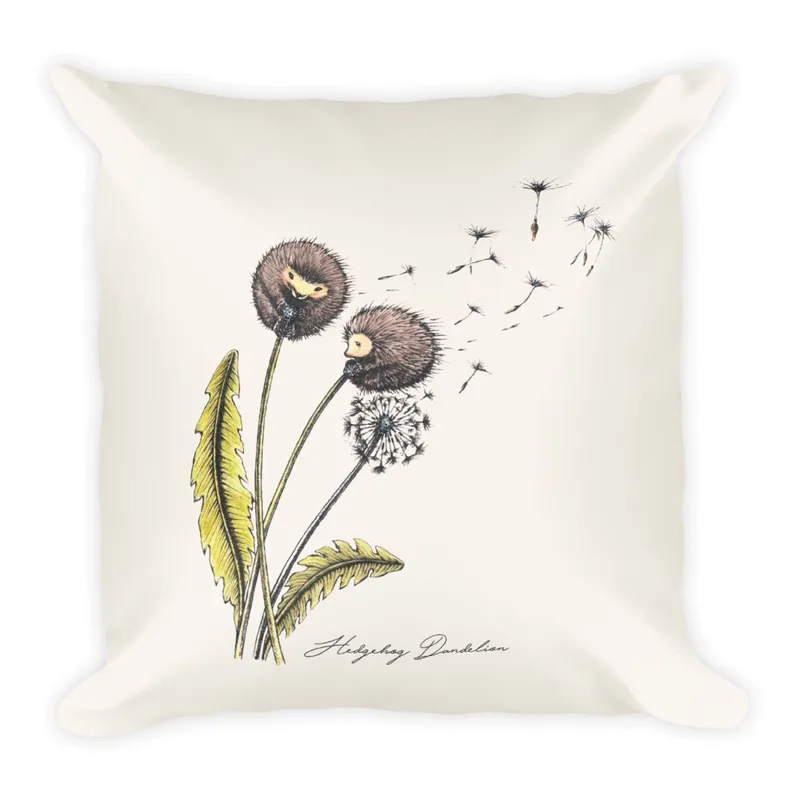 Hedgehog Dandelion Cozy Cuddle Pillow (Two-Sided)