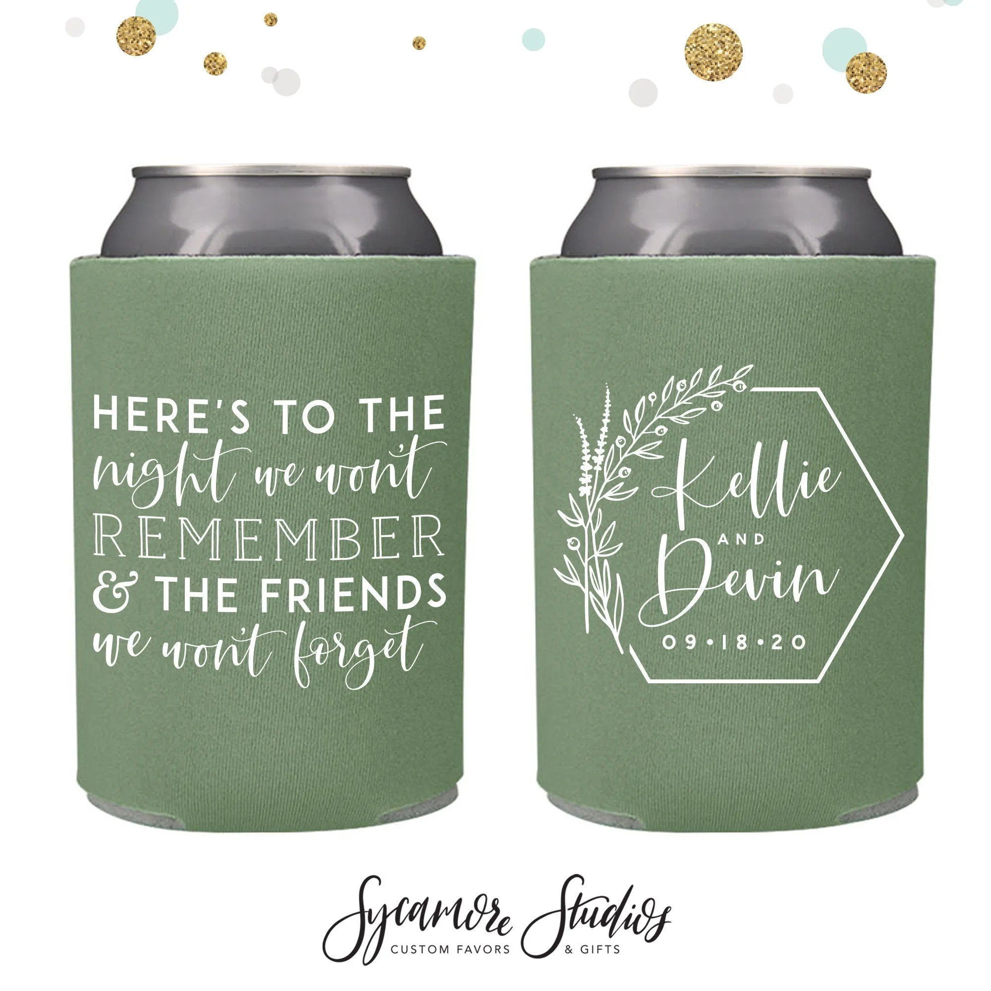 Here's To The Night - Wedding Can Cooler #173R
