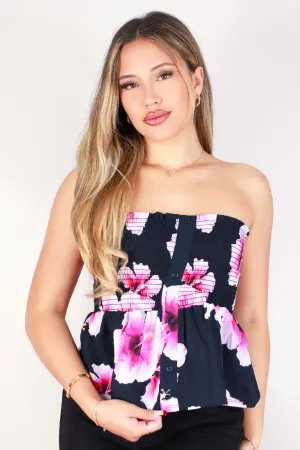 HIBISCUS SMOCKED BABYDOLL TOP
