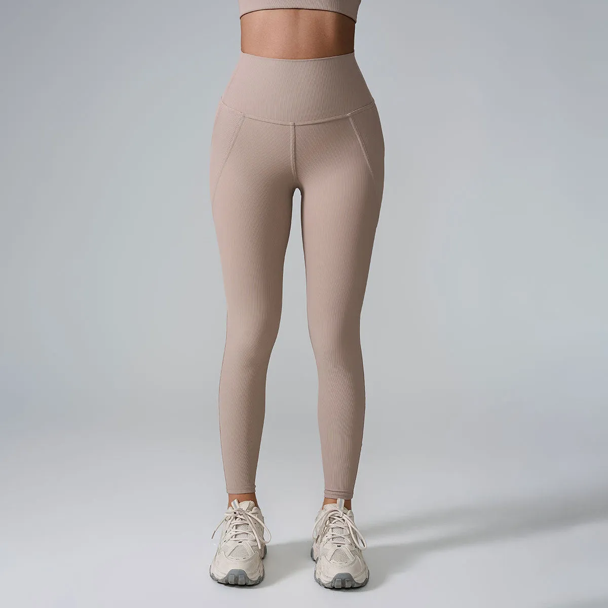 High Waisted Hip Lifting Peach Pants