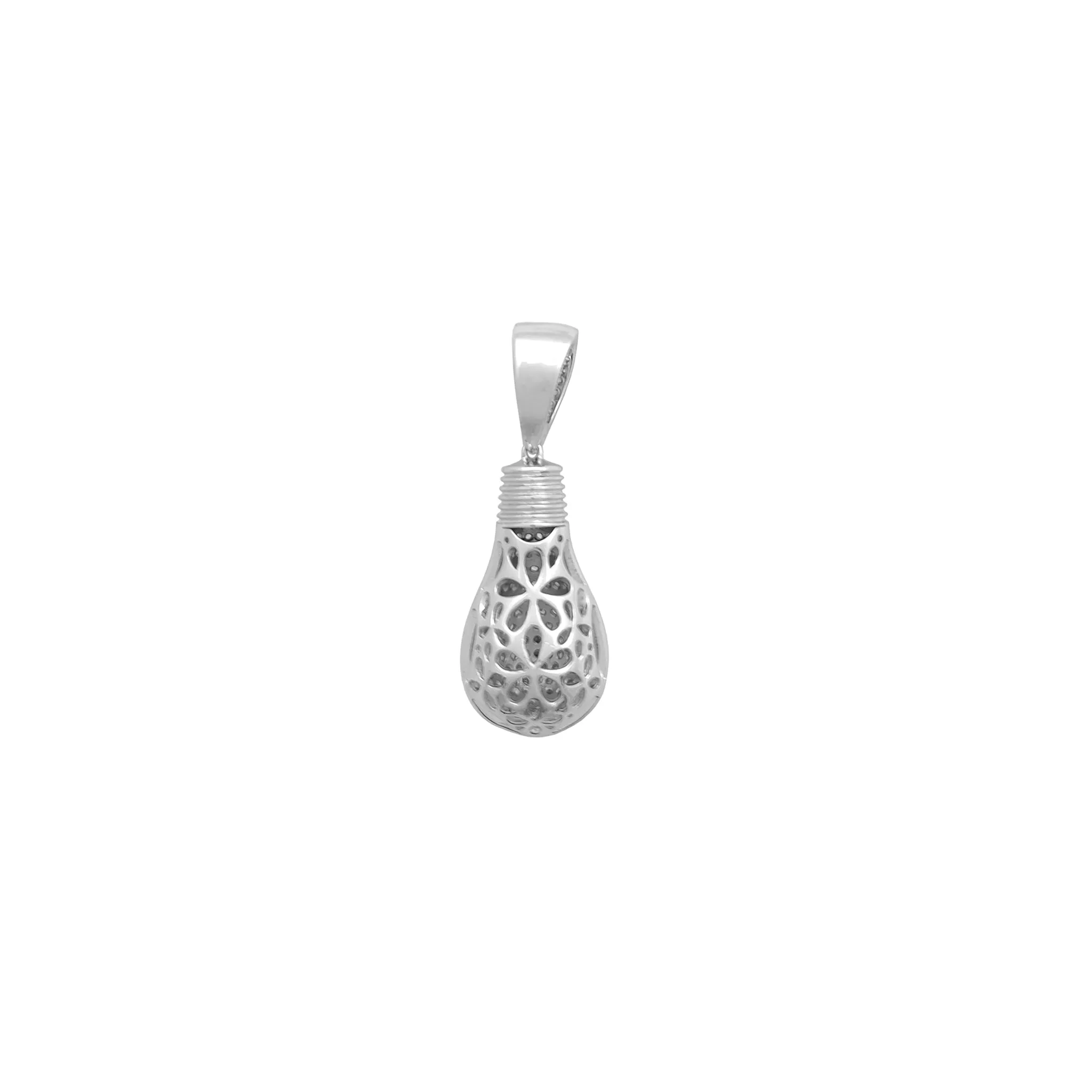 Iced-Out Incandescent Light Bulb Pendant (Silver)