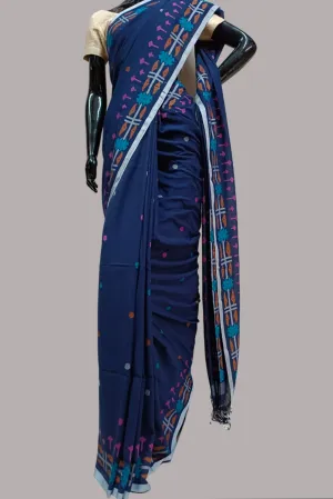 Indigo Blue Elegance: The Balaram Saha Dhakai Jamdani Saree