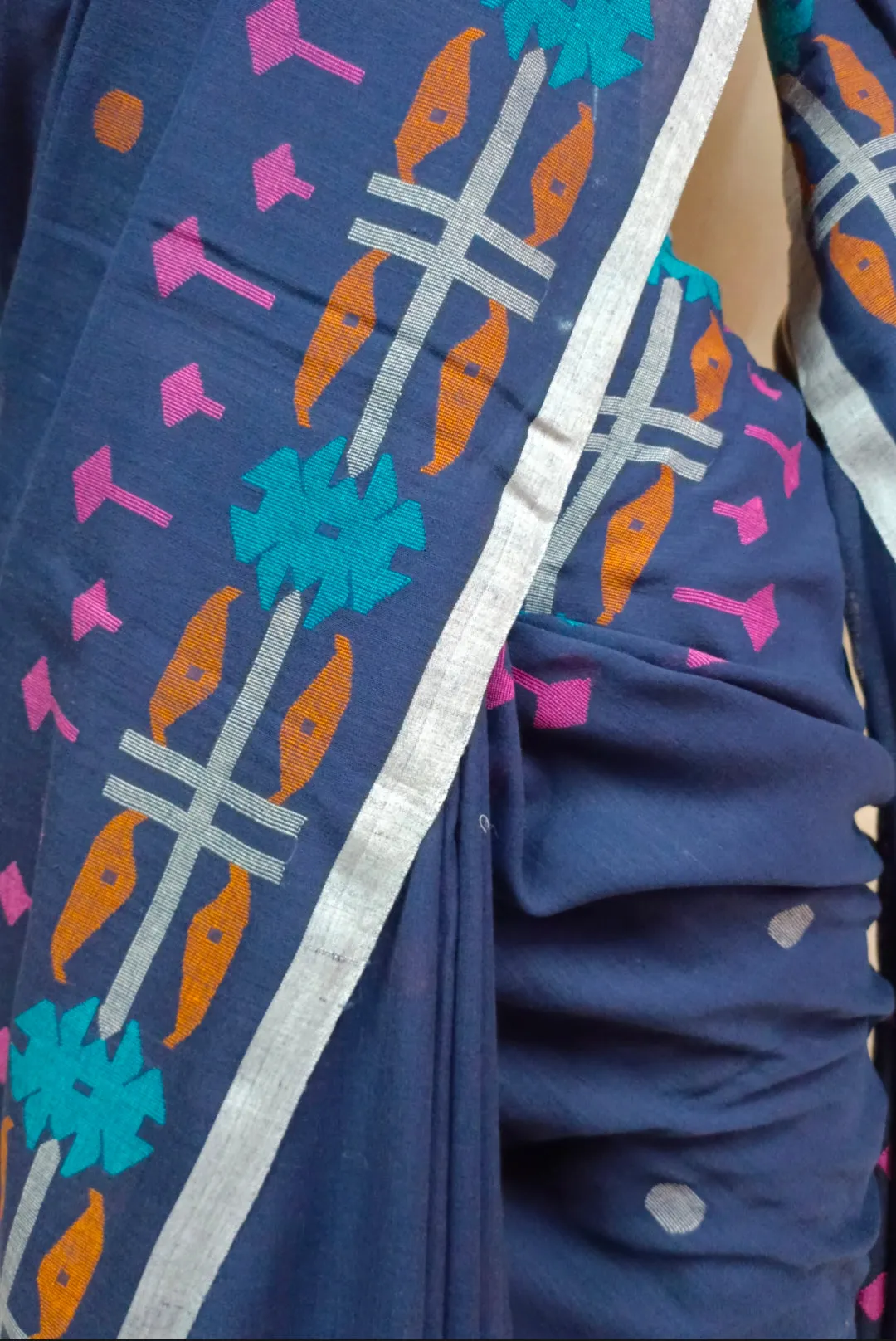 Indigo Blue Elegance: The Balaram Saha Dhakai Jamdani Saree
