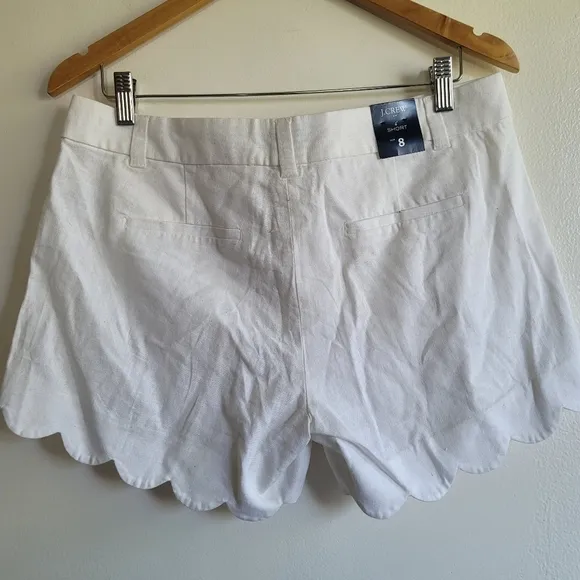 J‎ Crew Factory, Scalloped Hem Linen/Cotton Short, Size 8, NWT
