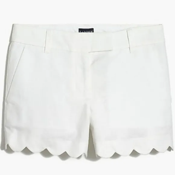 J‎ Crew Factory, Scalloped Hem Linen/Cotton Short, Size 8, NWT