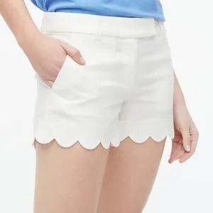 J‎ Crew Factory, Scalloped Hem Linen/Cotton Short, Size 8, NWT