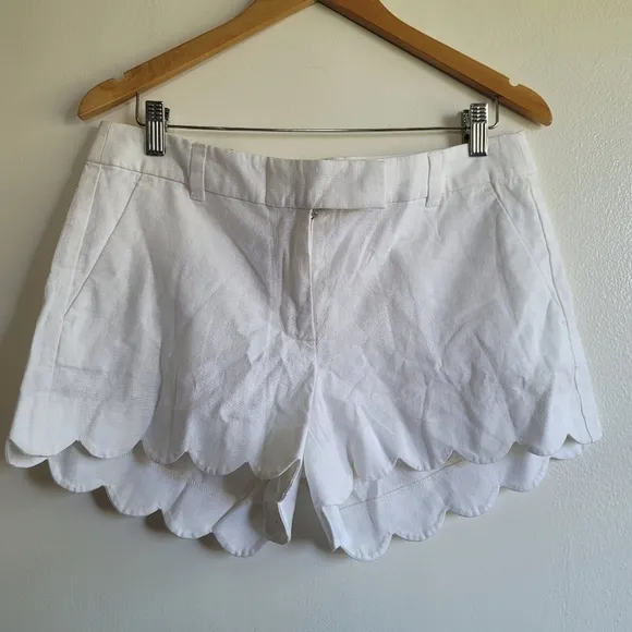 J‎ Crew Factory, Scalloped Hem Linen/Cotton Short, Size 8, NWT