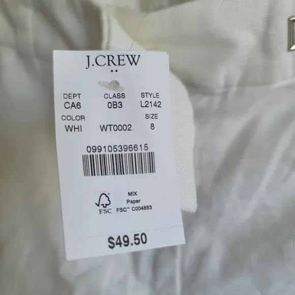 J‎ Crew Factory, Scalloped Hem Linen/Cotton Short, Size 8, NWT