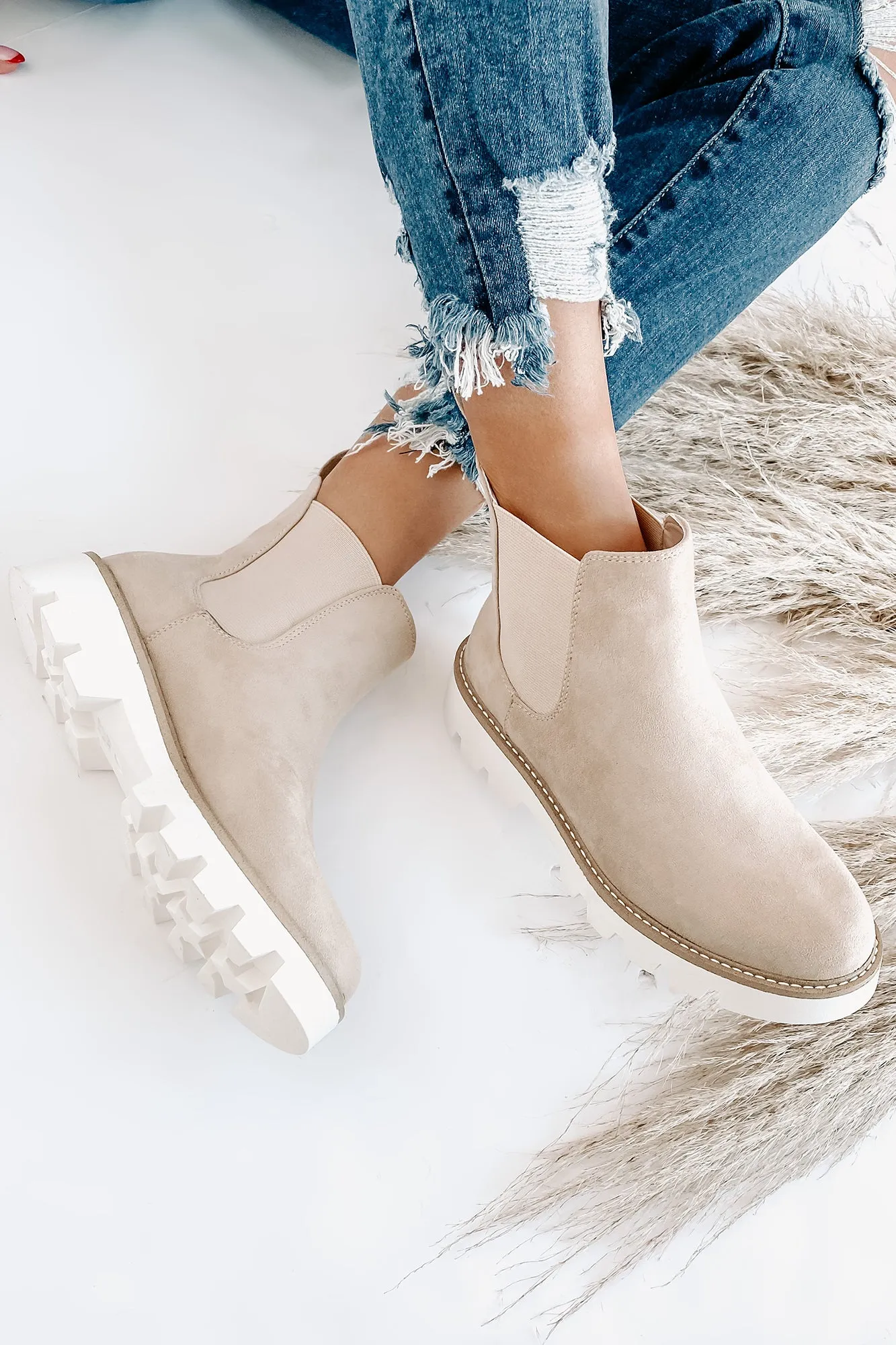 Jenkins Faux Suede Booties (Cream)