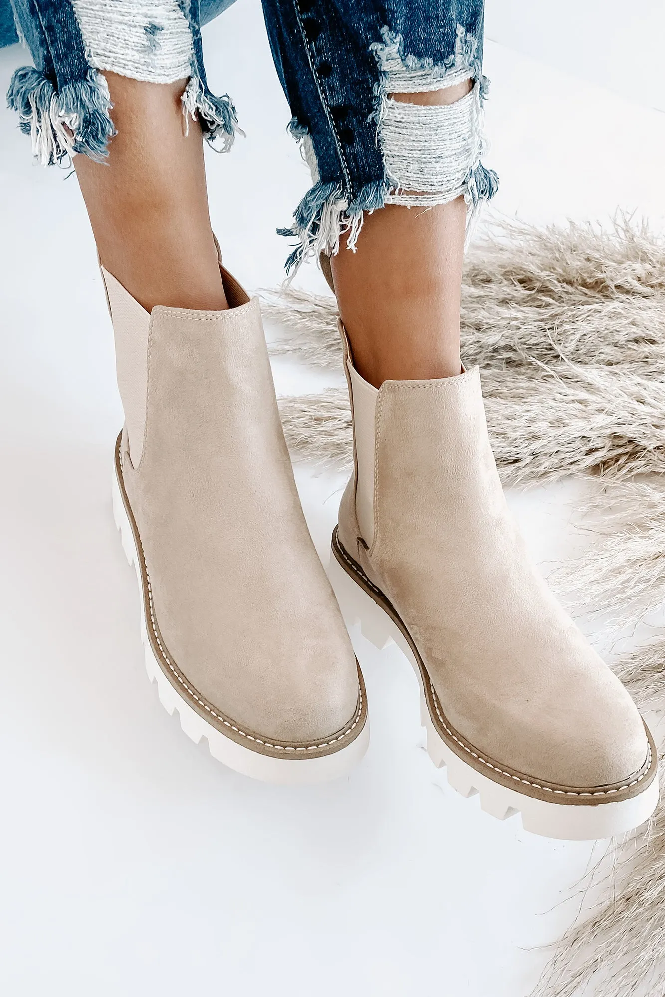 Jenkins Faux Suede Booties (Cream)