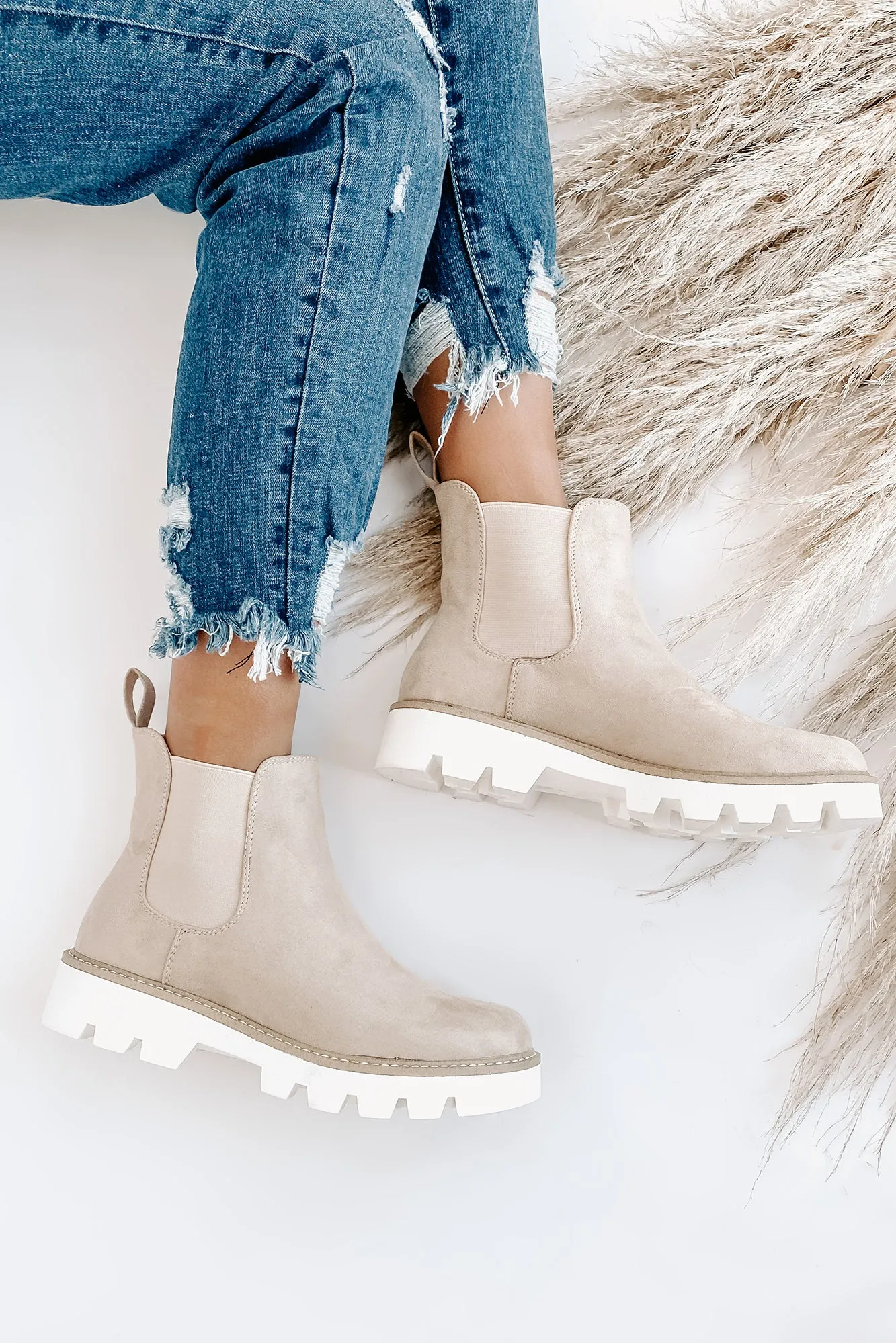 Jenkins Faux Suede Booties (Cream)