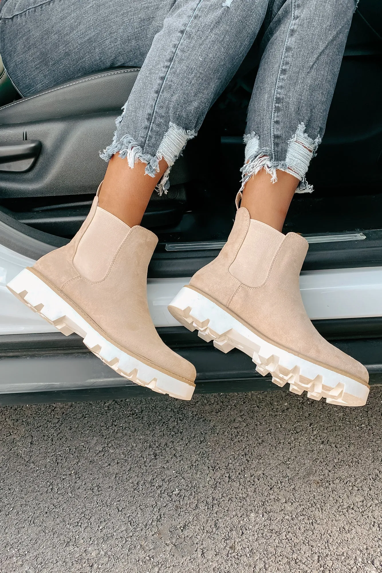 Jenkins Faux Suede Booties (Cream)