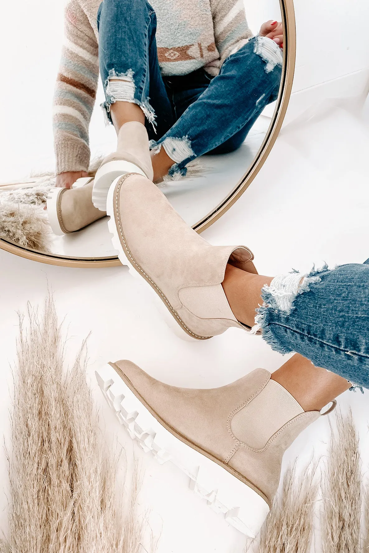 Jenkins Faux Suede Booties (Cream)