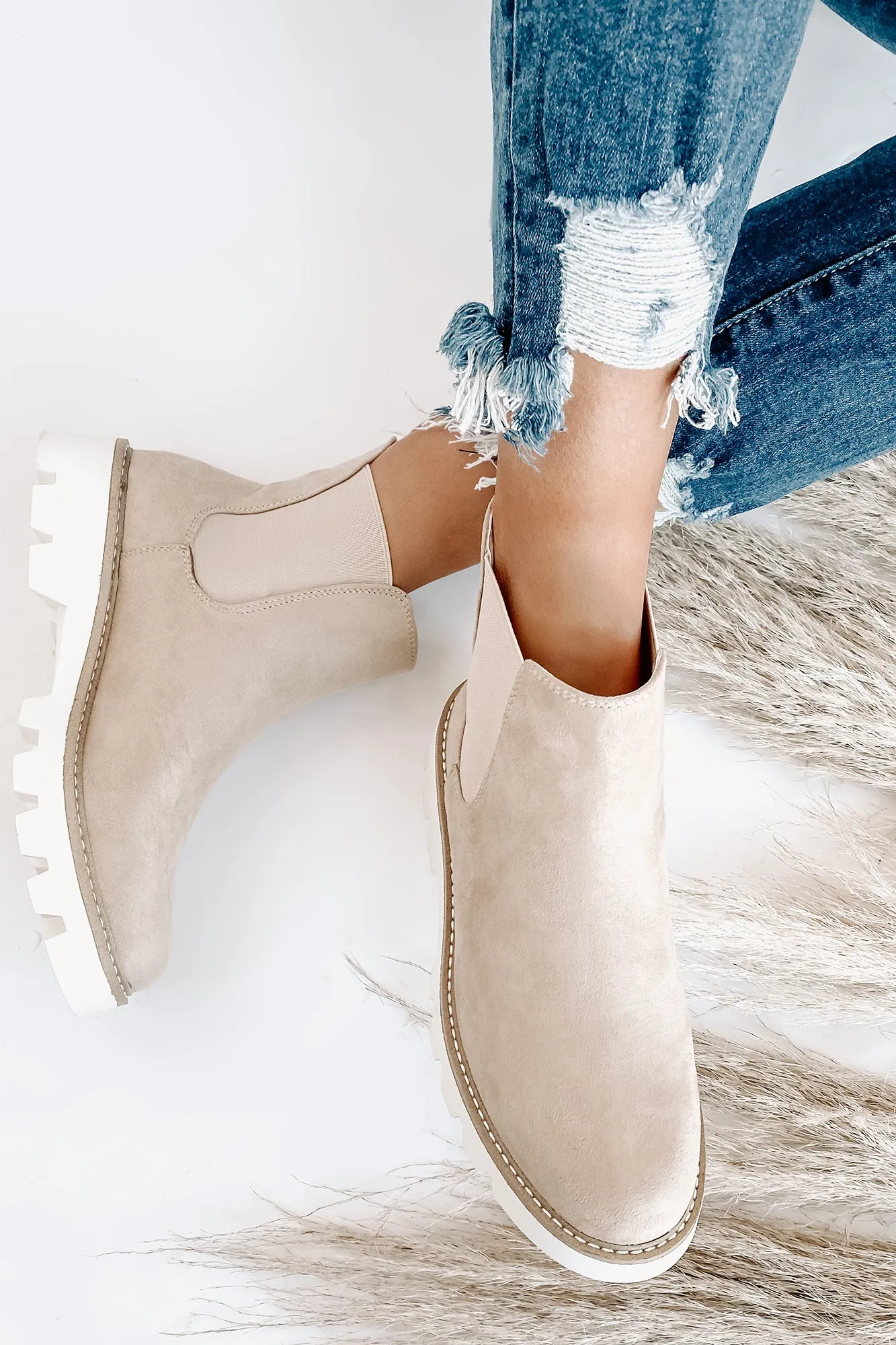 Jenkins Faux Suede Booties (Cream)