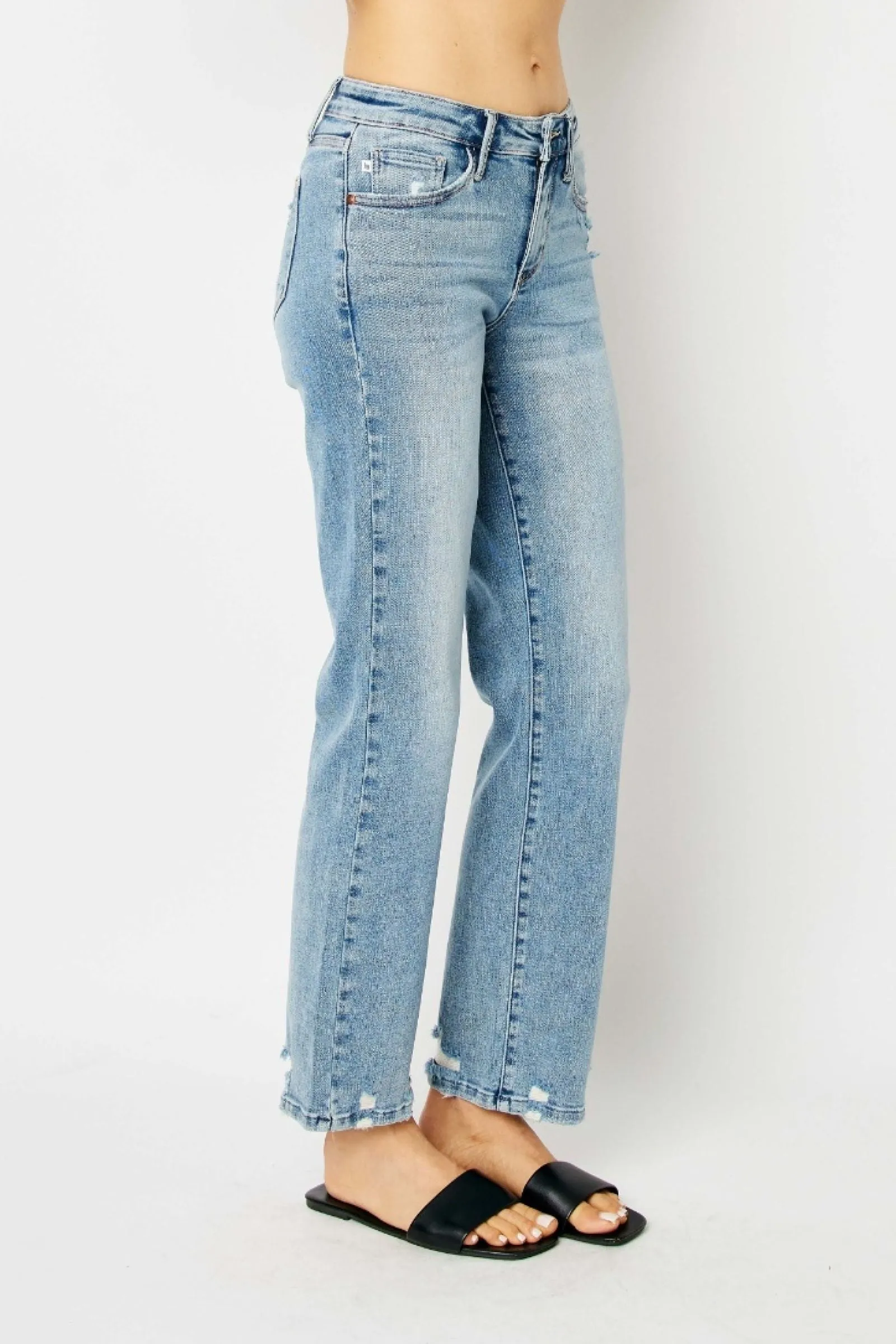 Judy Blue Mid Rise Straight Fit Denim Jean
