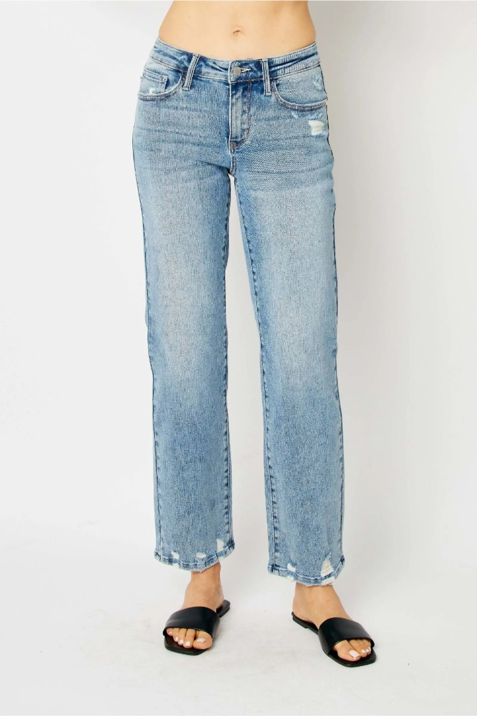Judy Blue Mid Rise Straight Fit Denim Jean