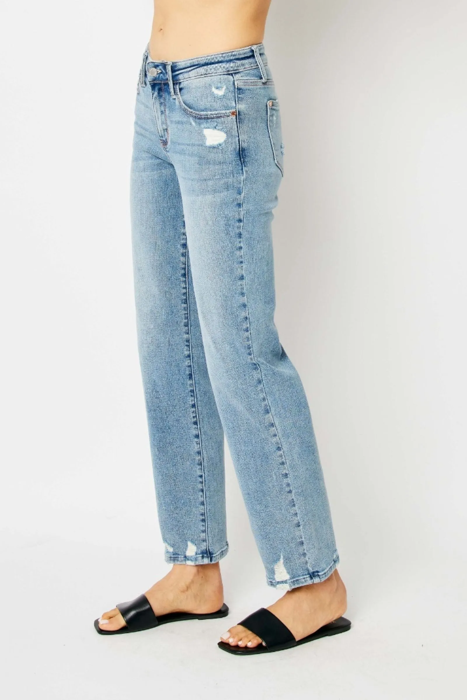 Judy Blue Mid Rise Straight Fit Denim Jean