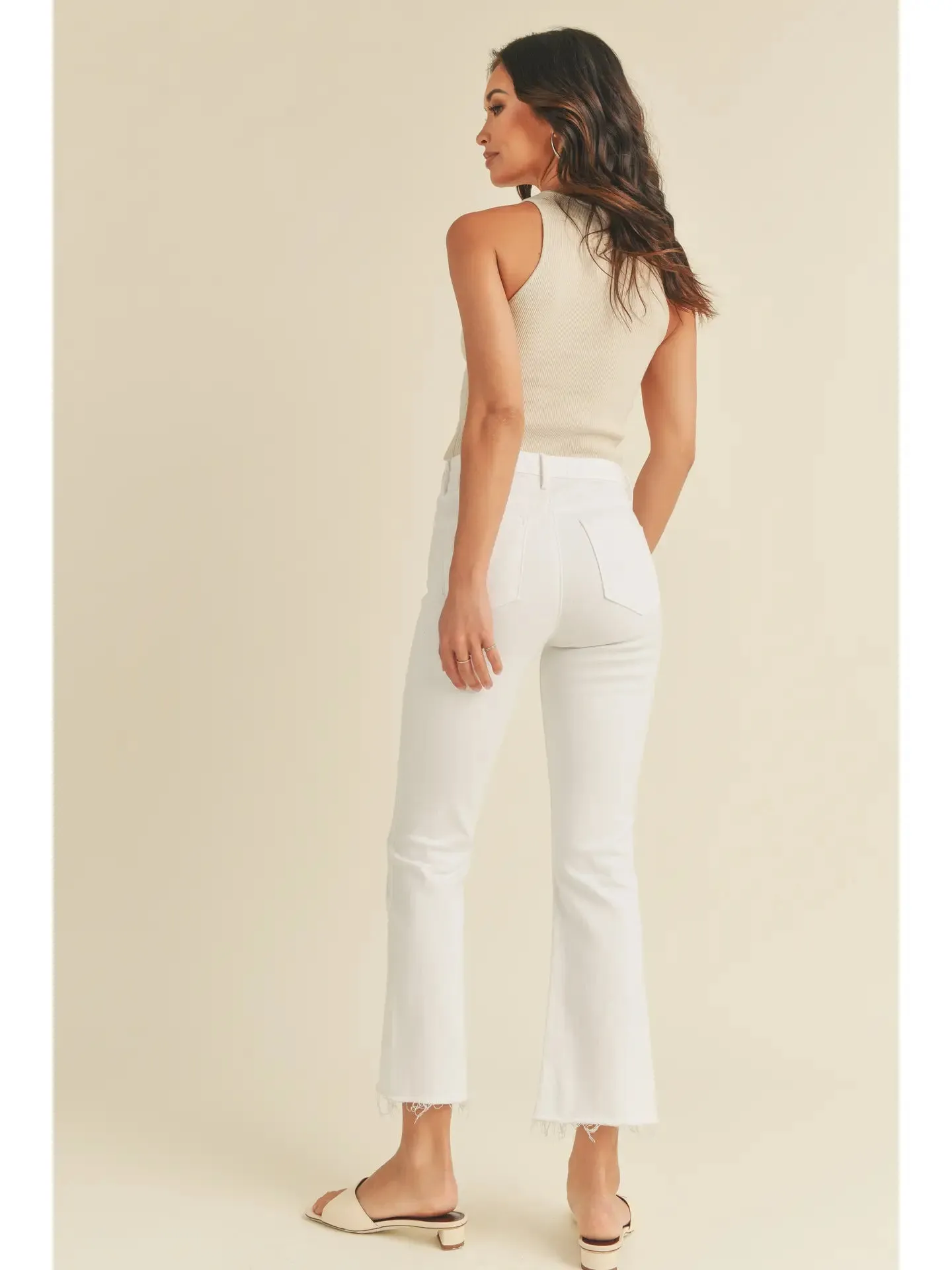 Just Black | High Rise Tonal Crop Flare {Optic White}