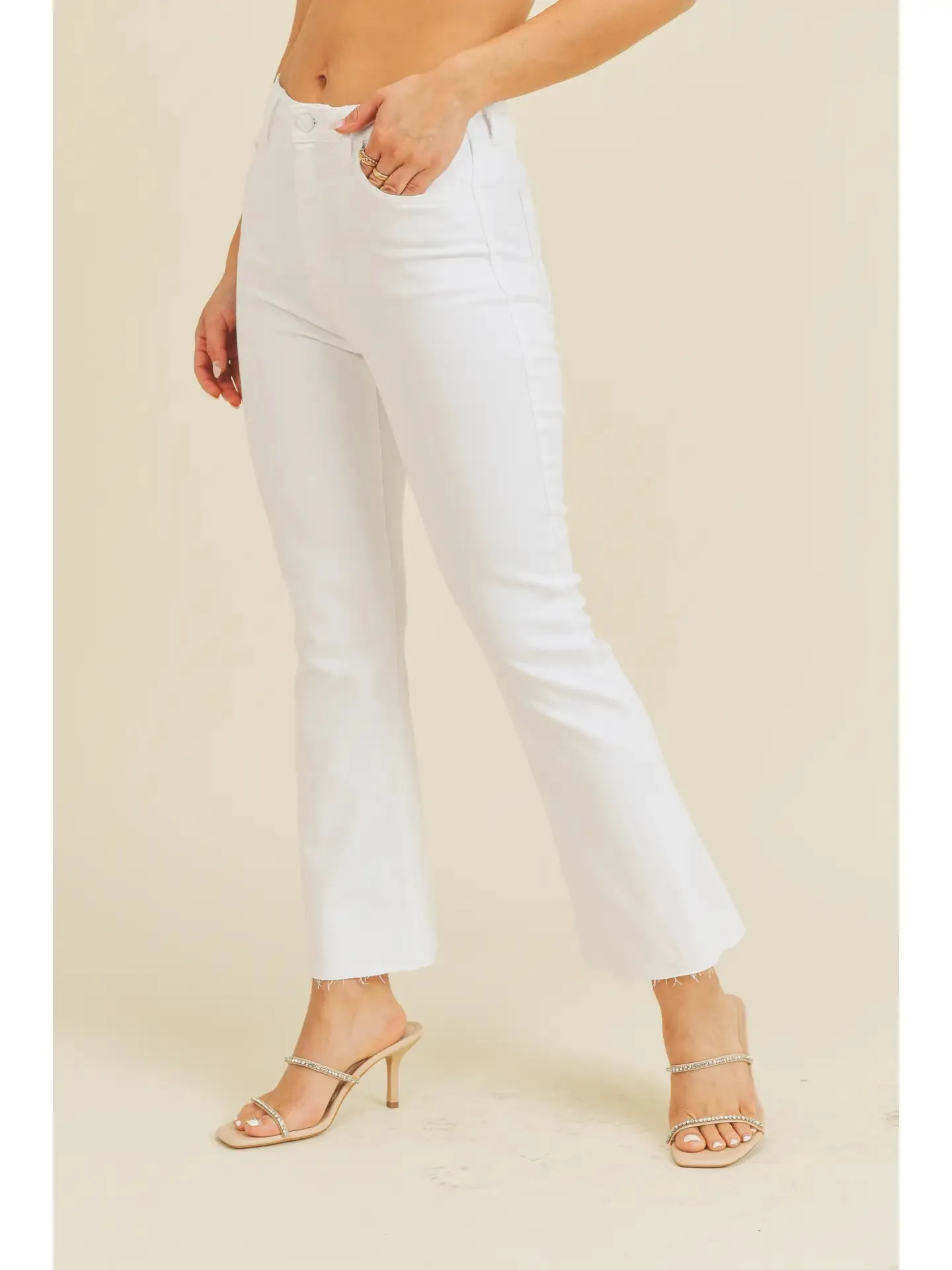 Just Black | High Rise Tonal Crop Flare {Optic White}