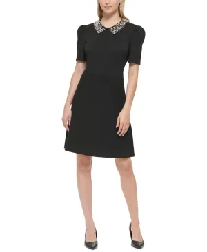 Karl Lagerfeld Paris Women's Jersey Collared A-Line Dress LD2GW964