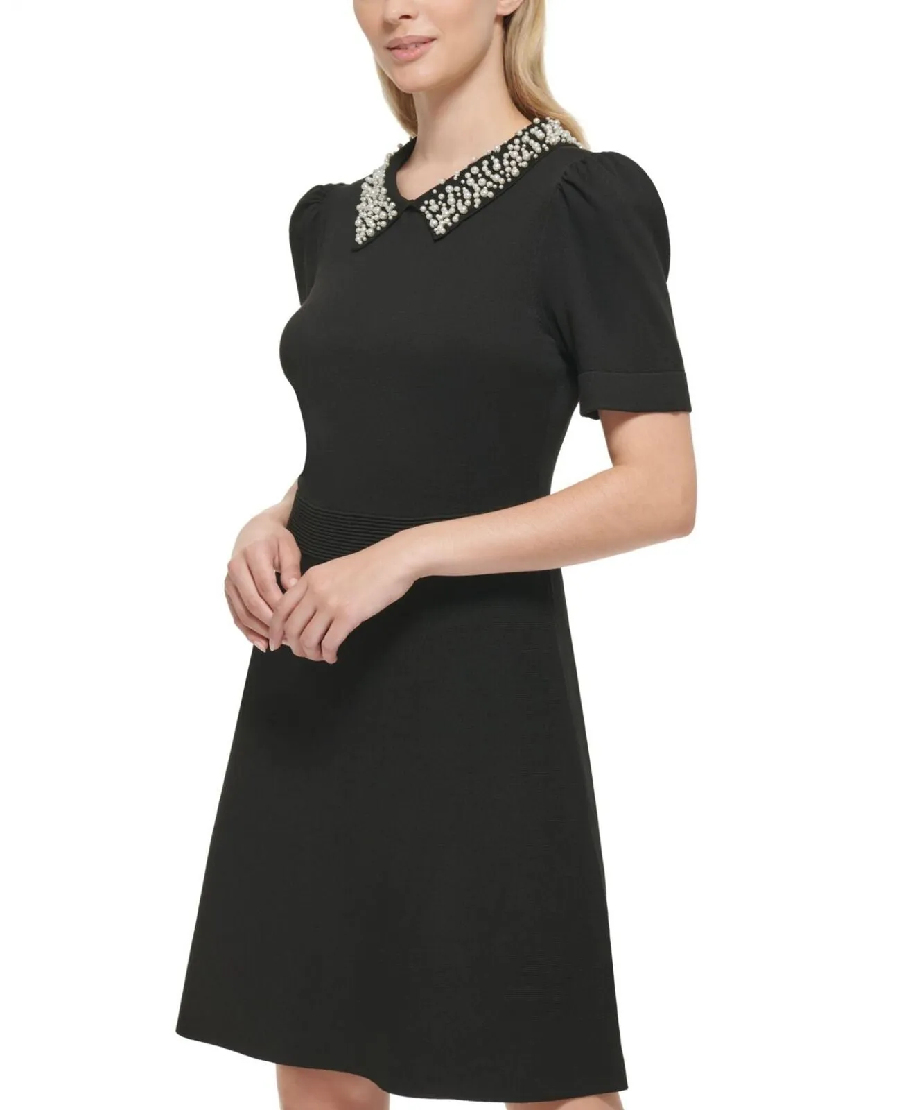 Karl Lagerfeld Paris Women's Jersey Collared A-Line Dress LD2GW964