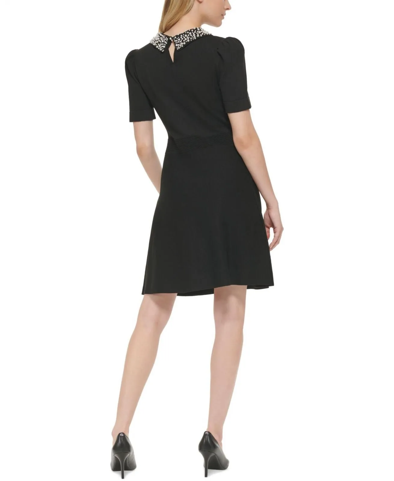Karl Lagerfeld Paris Women's Jersey Collared A-Line Dress LD2GW964