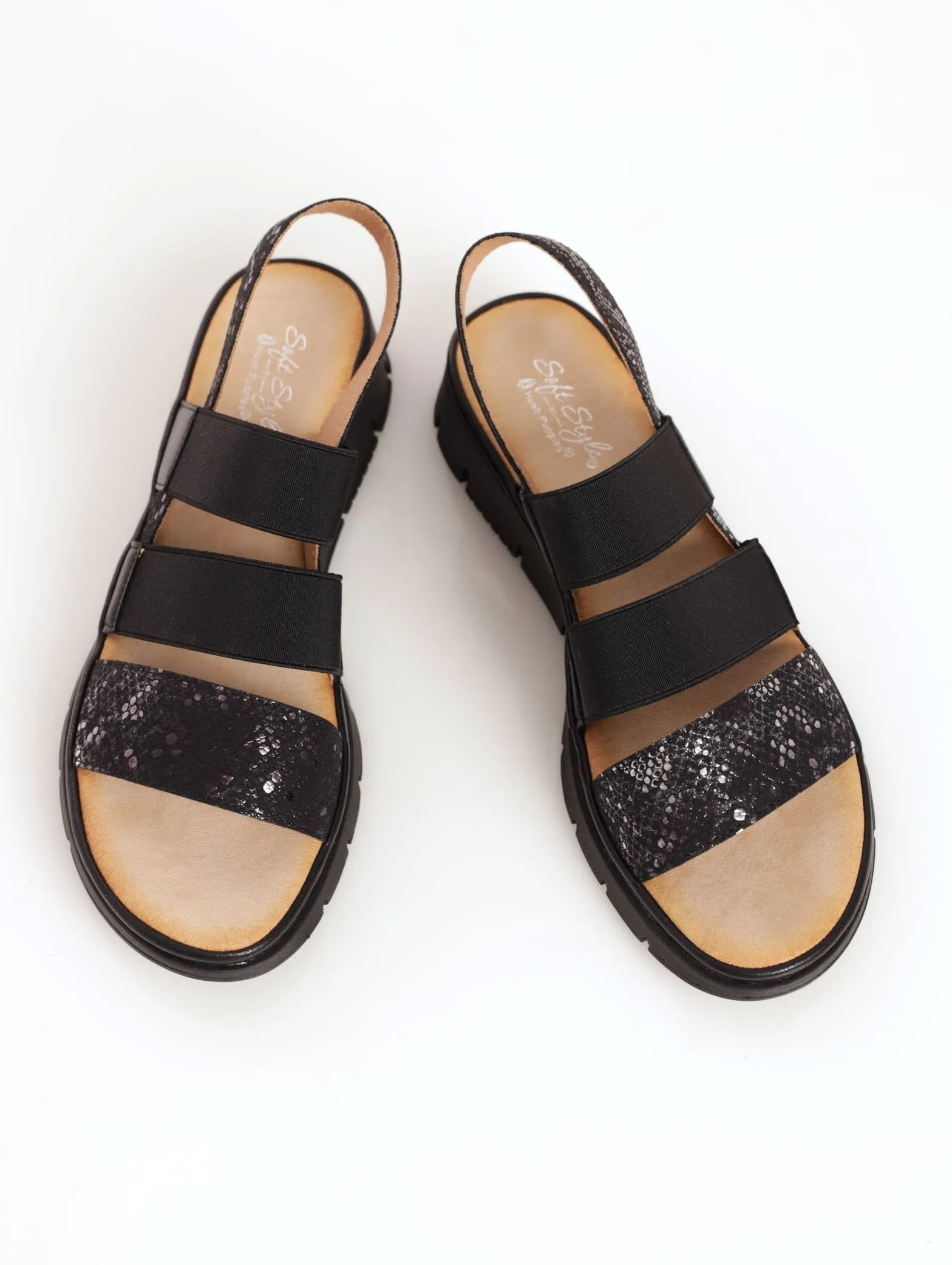 Ladies Soft Style Tejana Sandal - Black