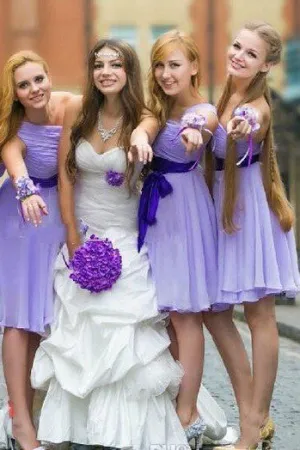 Lavender Short Bridesmaid Dress,Cheap One Shoulder Bridesmaid Dresses,SVD497